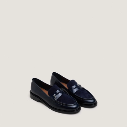 Mocassins à bouts ronds et monogrammes marine