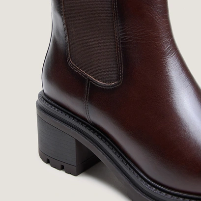Bottines à semelles crantées en cuir brun rouge | ASTROS | Jonak