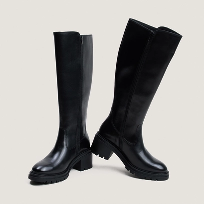 Bottes à talons et semelles crantées en cuir noir | ATTITUDE | Jonak