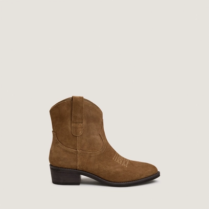 Bottines à petits talons tabac