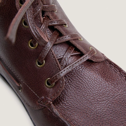 Boots à lacets en cuir grainé marron et fluffy beige | TEAM | Jonak