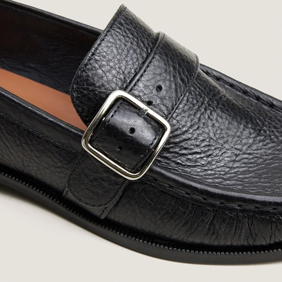 Mocassins à bouts ronds et brides ajustables noir