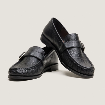Mocassins à bouts ronds et brides ajustables noir