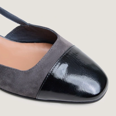 Ballerines slingbacks noir/gris
