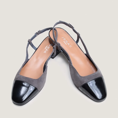 Ballerines slingbacks noir/gris