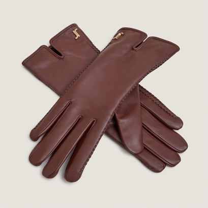 Gants &agrave; monogrammes en cuir marron | JUPITER | Jonak