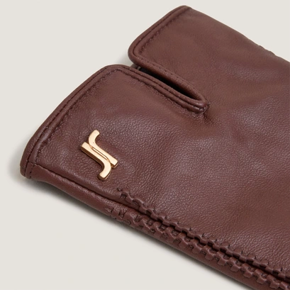 Gants &agrave; monogrammes en cuir marron | JUPITER | Jonak