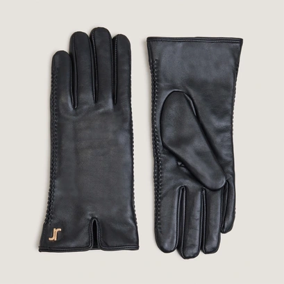Gants &agrave; monogrammes en cuir noir | JUPITER | Jonak