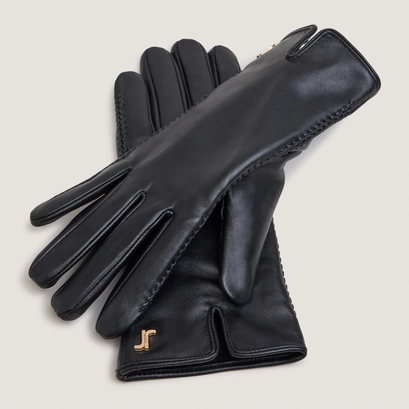 Gants &agrave; monogrammes en cuir noir | JUPITER | Jonak