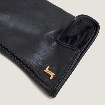 Gants &agrave; monogrammes en cuir noir | JUPITER | Jonak