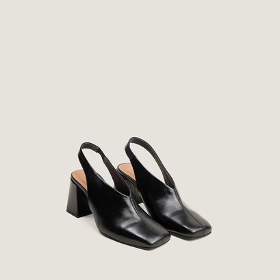 Escarpins slingbacks à bouts carrés noir