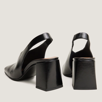 Escarpins slingbacks à bouts carrés noir