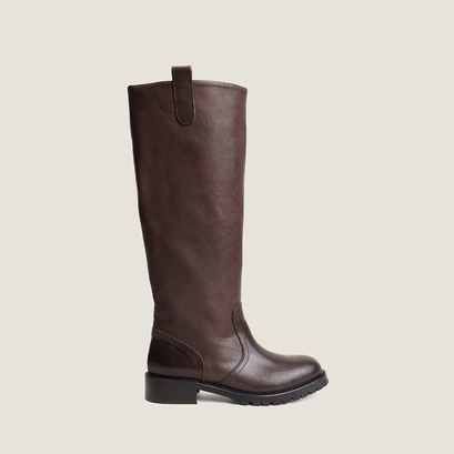 Bottes hautes à semelles crantées marron