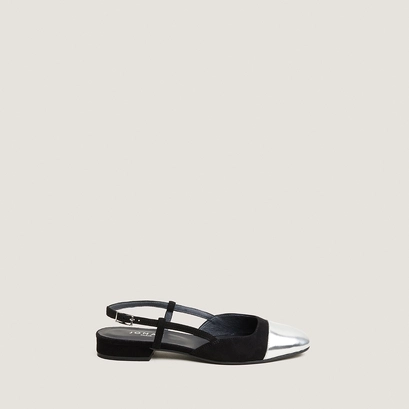 Ballerines slingbacks noir-argent