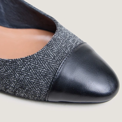 Ballerines slingbacks à petits talons noir/gris