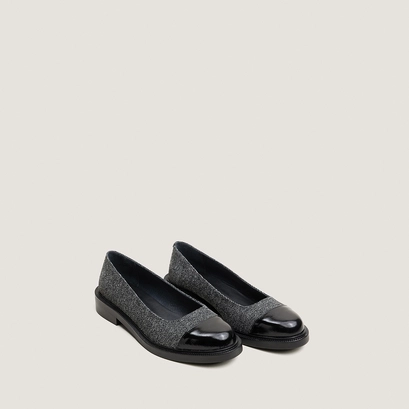Ballerines à petits talons et bouts ronds noir/gris