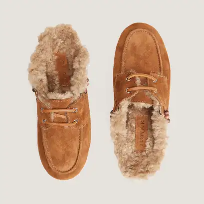 Mocassins souples à bouts arrières ouverts cognac