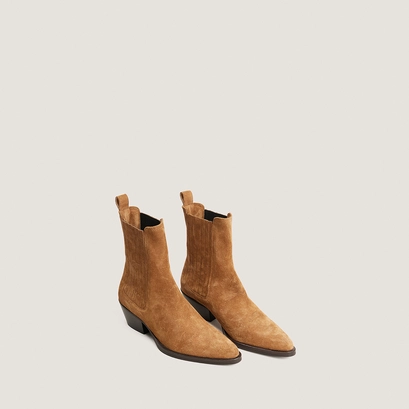 Bottines à élastiques et bouts pointus taupe