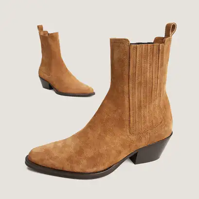 Bottines à élastiques et bouts pointus taupe