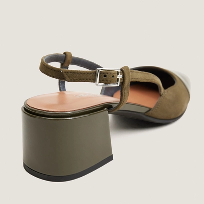 Slingbacks à petits talons kaki