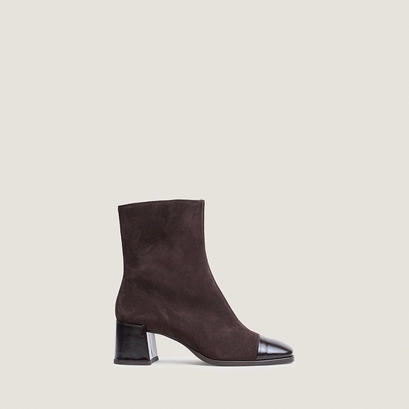 Bottines à talons et bouts carrés marron