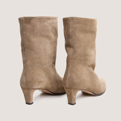Bottines &agrave; talons et bouts pointus en cro&ucirc;te taupe | PY | Jonak