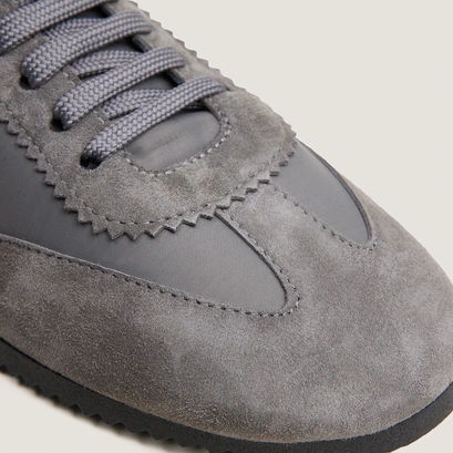 Baskets à lacets en velours gris et nylon gris | DUTA | Jonak