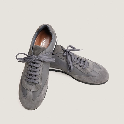 Baskets à lacets en velours gris et nylon gris | DUTA | Jonak
