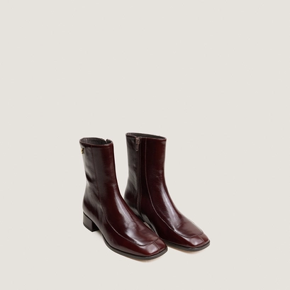 Bottines à bouts carrés marron foncé