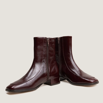 Bottines à bouts carrés marron foncé