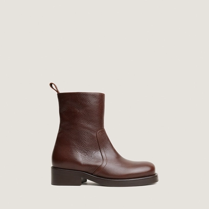 Bottines à zip et à talons marron
