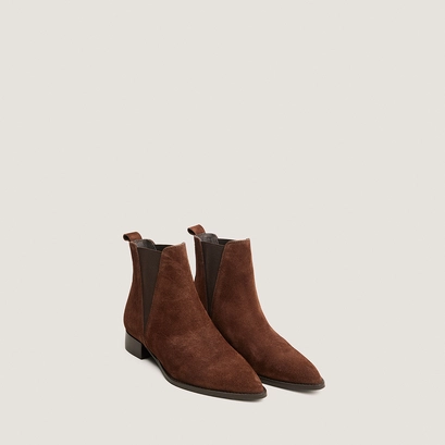 Boots Chelsea à talons et bouts pointus marron