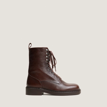 Bottines à lacets et à talons marron