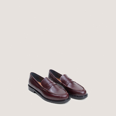 Mocassins &agrave; bouts ronds bordeaux