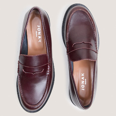 Mocassins &agrave; bouts ronds bordeaux