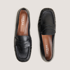 Mocassins plats fronc&eacute;s noir