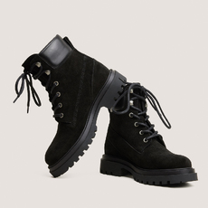 Boots &agrave; semelles crant&eacute;es et lacets noir