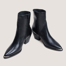 Bottines &agrave; talons et embouts argent&eacute;s noir