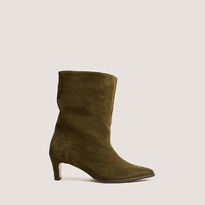 Bottines &agrave; talons et bouts pointus kaki