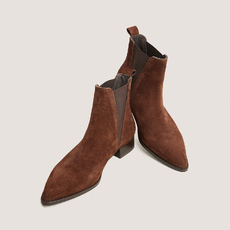Bottines Chelsea &agrave; talons et bouts pointus marron