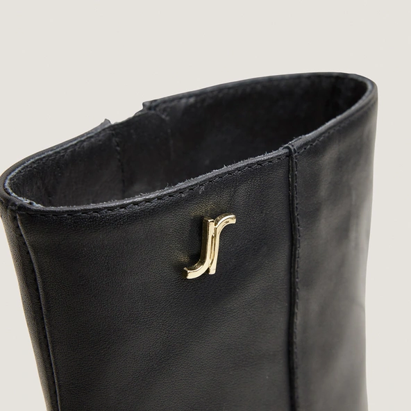 Bottines à talons et monogrammes en cuir noir | VAUBAS | Jonak