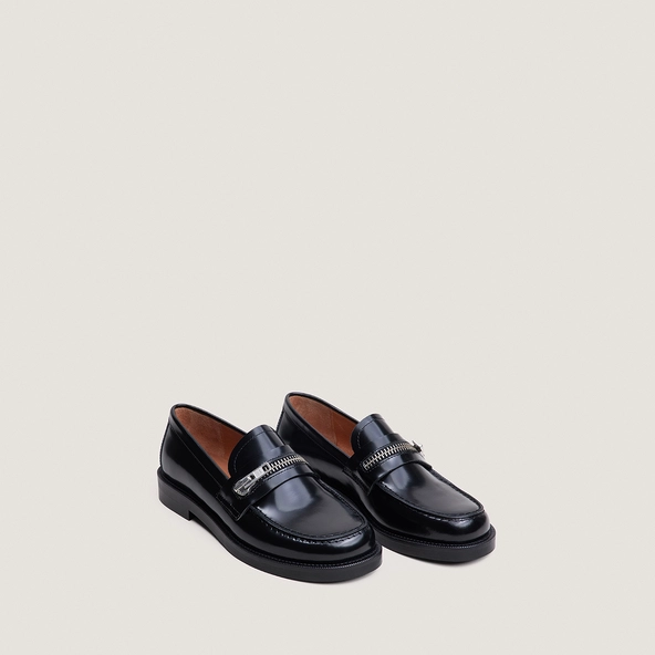Mocassins à zips en cuir glacé noir | DOLIP | Jonak