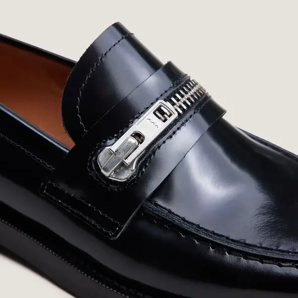 Mocassins à zips en cuir glacé noir | DOLIP | Jonak