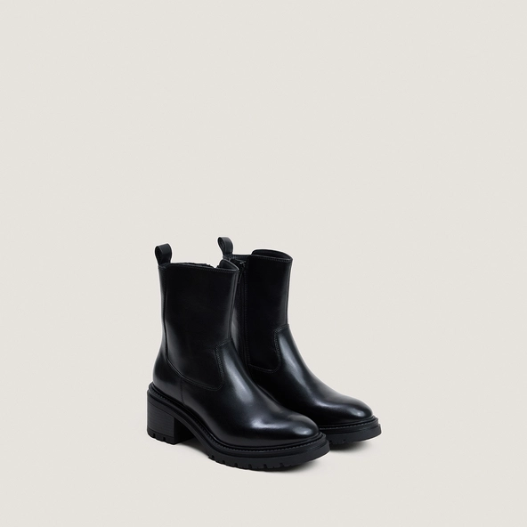 Boots à semelles crantées en cuir noir | ASTRE | Jonak