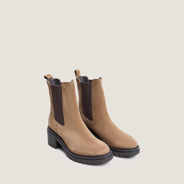 Boots chelsea et semelles crantées en croûte beige | ASTROS | Jonak