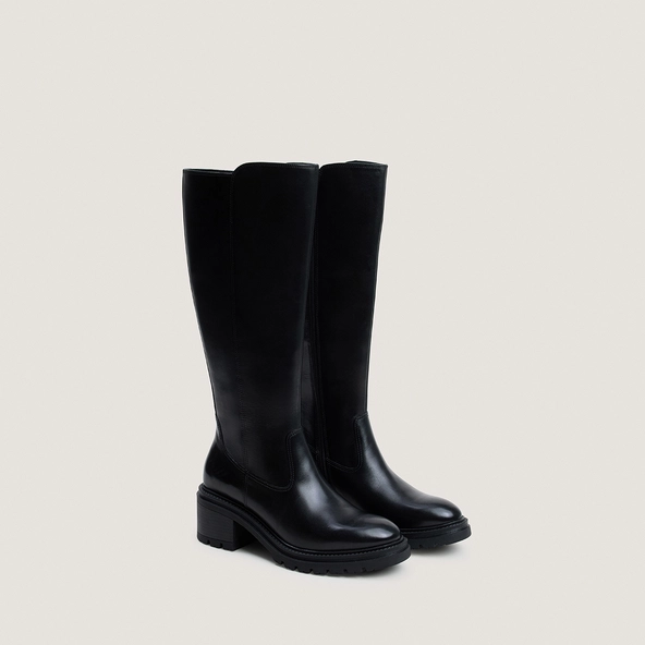Bottes à talons et semelles crantées en cuir noir | ATTITUDE | Jonak