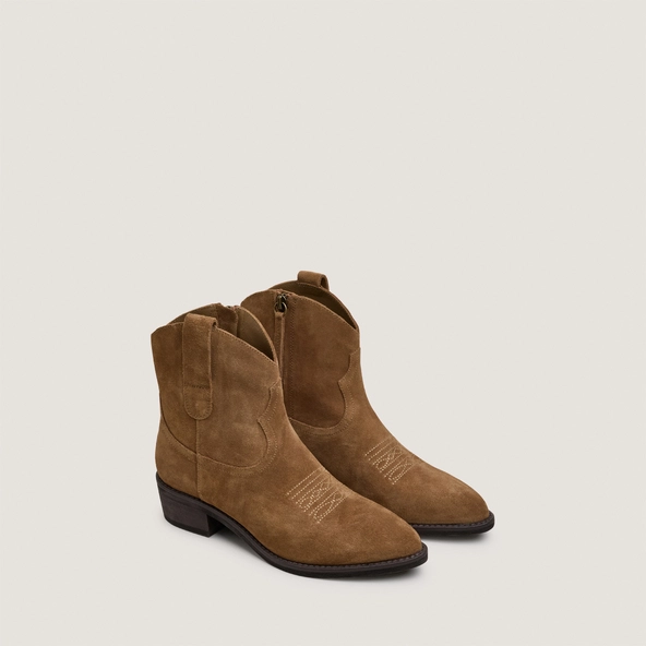 Bottines &agrave; petits talons en cro&ucirc;te tabac | TALY | Jonak