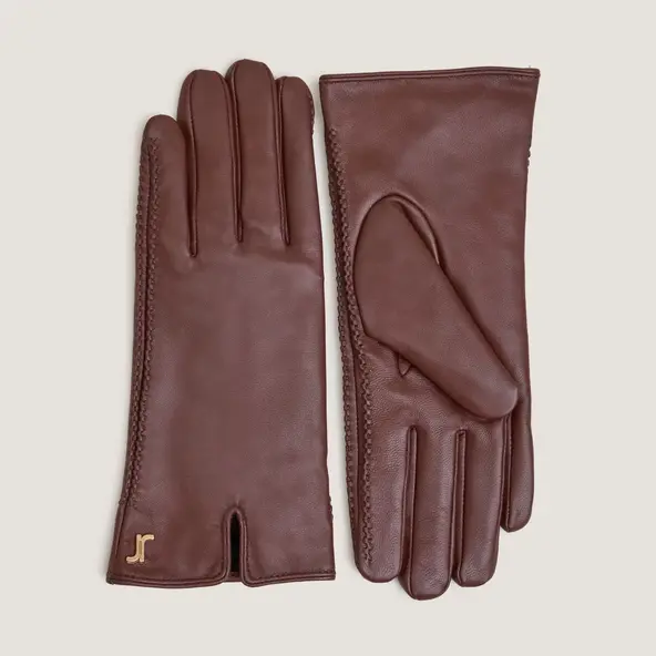Gants à monogrammes en cuir marron | JUPITER | Jonak
