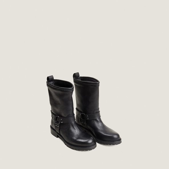 Bottes à bouts ronds en cuir grainé noir | RIO | Jonak