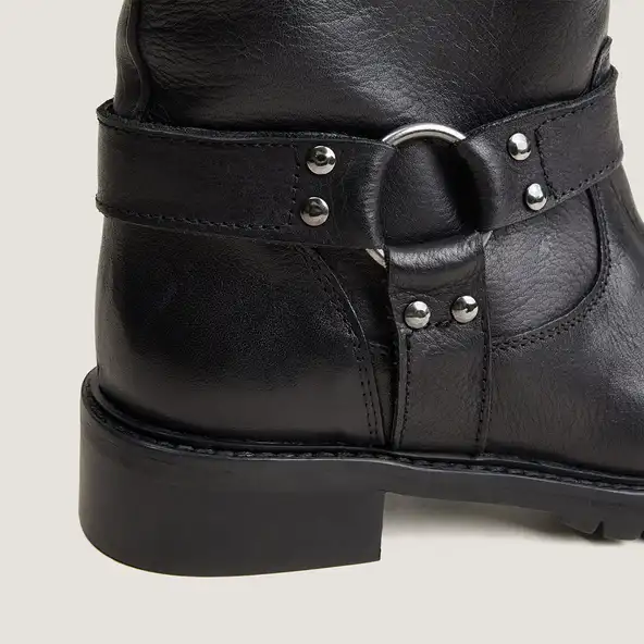 Bottes à bouts ronds en cuir grainé noir | RIO | Jonak